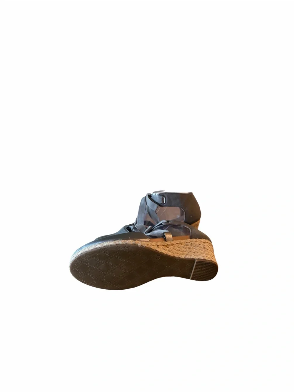 Vionic Kaitlyn Espadrille Wedge Pewter Ribbon Shoes